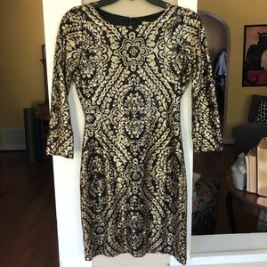 Gianni Bini Black with Gold Sequins Formal Dress